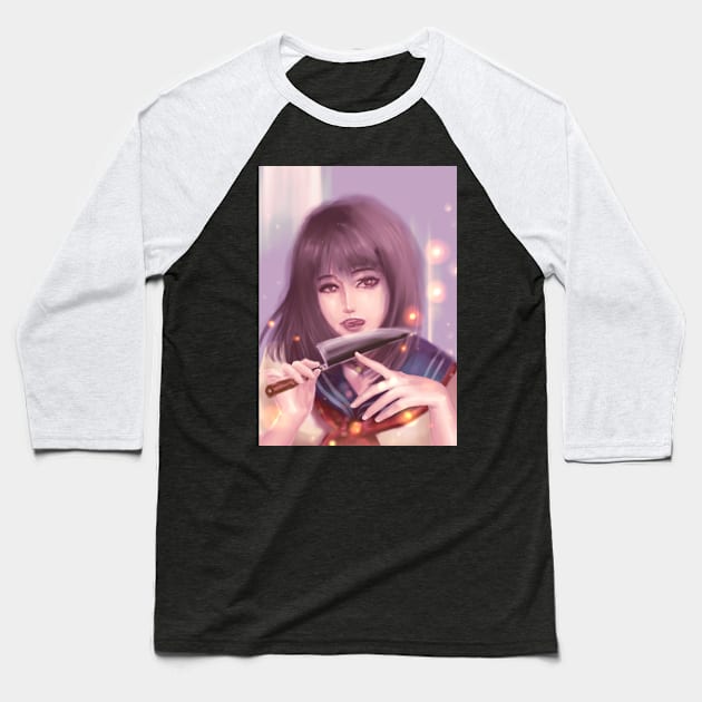 Yandere Girl Baseball T-Shirt by kotchiyuuki